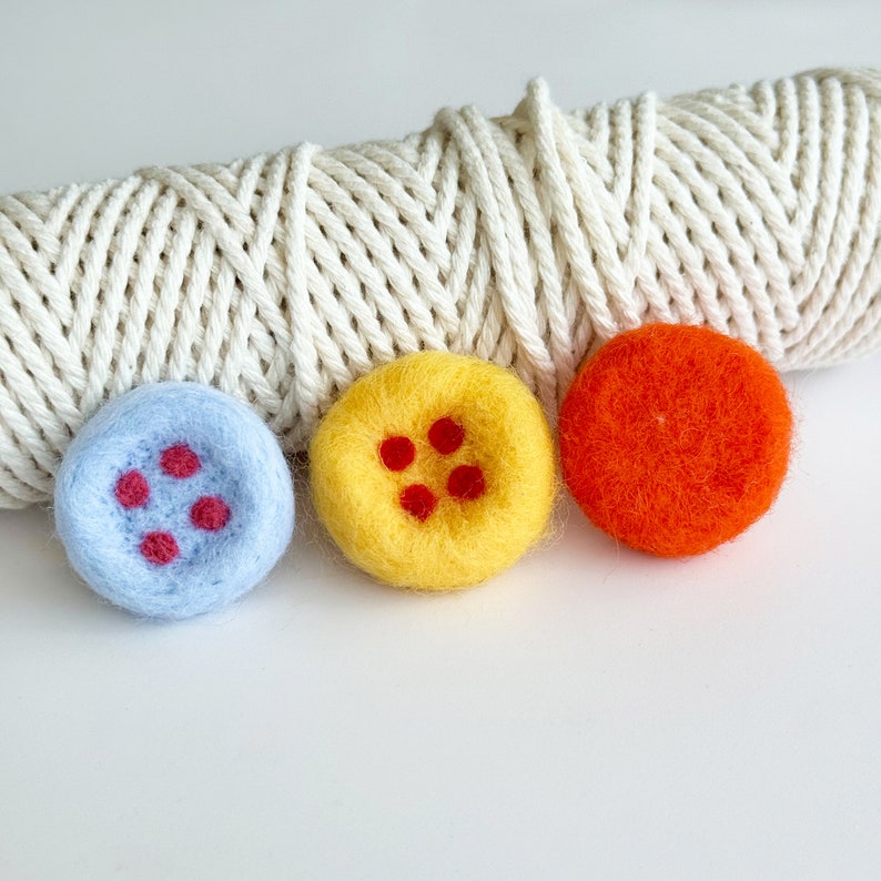 Bunte Wollfilz Knöpfe, 3 cm Durchmesser, DIY Bastelbedarf