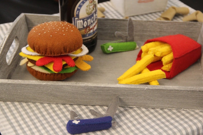 Filz-Hamburger-Spielset, Zubehör für Küchenspiele, Fast-Food-Spielset
