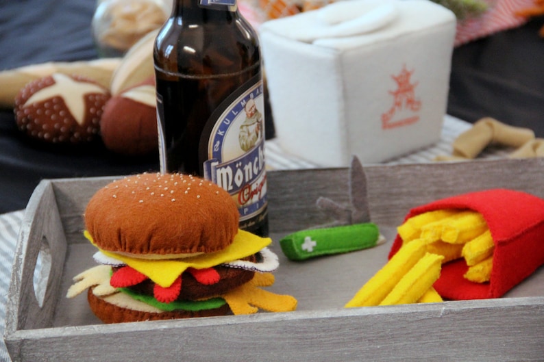 Filz-Hamburger-Spielset, Zubehör für Küchenspiele, Fast-Food-Spielset