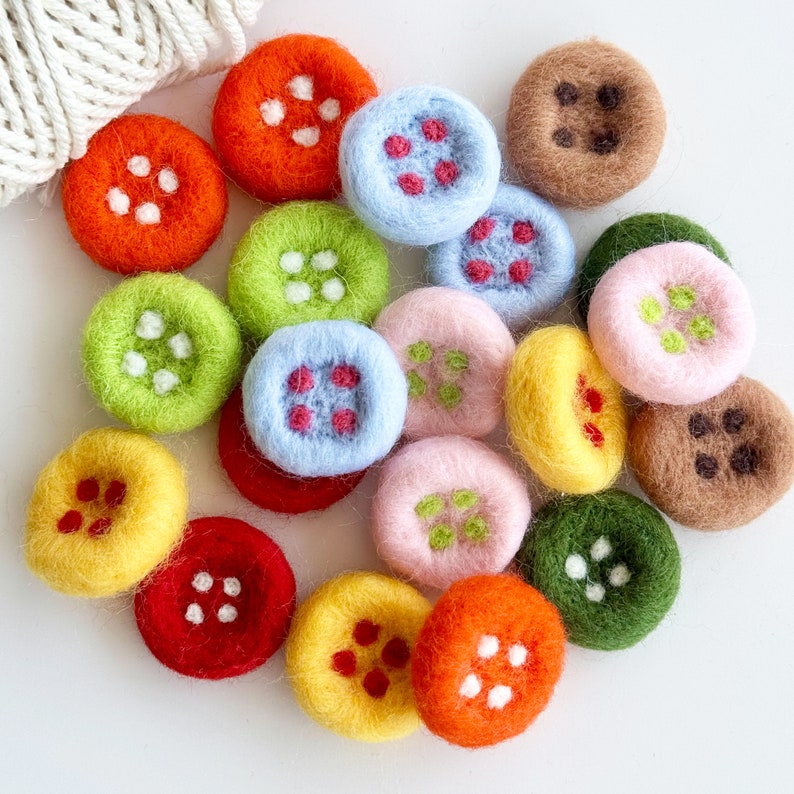Bunte Wollfilz Knöpfe, 3 cm Durchmesser, DIY Bastelbedarf