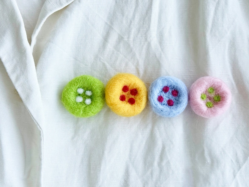 Bunte Wollfilz Knöpfe, 3 cm Durchmesser, DIY Bastelbedarf