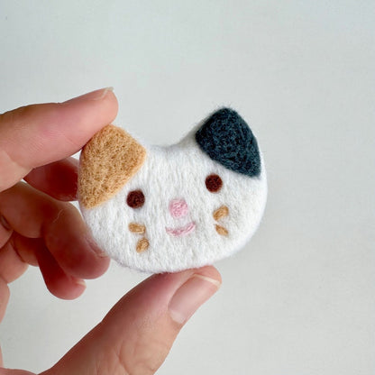 Handgefilzte Wollkatze, Nadelgefilzter Katzenkopf, Bastelverzierung, 4,2 cm