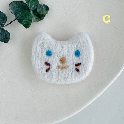 Handgefilzte Wollkatze, Nadelgefilzter Katzenkopf, Bastelverzierung, 4,2 cm