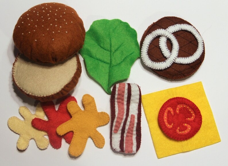 Filz-Hamburger-Spielset, Zubehör für Küchenspiele, Fast-Food-Spielset