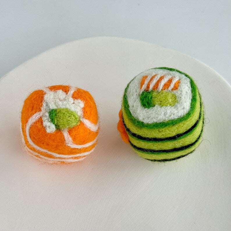 Gefilztes Sushi Set, 4 Stile, Rollenspiel Essen, Bastelbedarf für Schlüsselanhänger, Taschenanhänger, Ornament