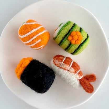 Gefilztes Sushi Set, 4 Stile, Rollenspiel Essen, Bastelbedarf für Schlüsselanhänger, Taschenanhänger, Ornament
