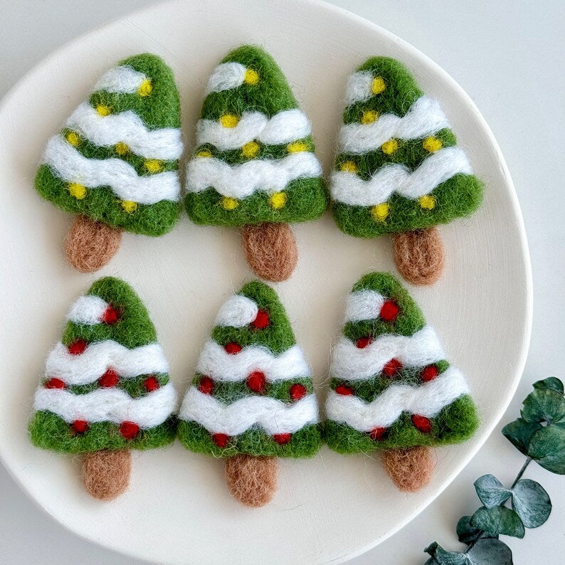 Nadelfilz-Woll-Weihnachtsbaum-Ornament Handgemacht 6 cm