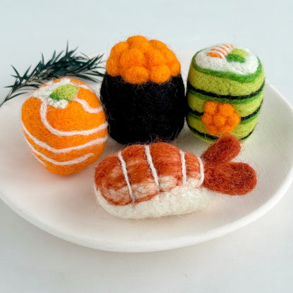 Gefilztes Sushi Set, 4 Stile, Rollenspiel Essen, Bastelbedarf für Schlüsselanhänger, Taschenanhänger, Ornament