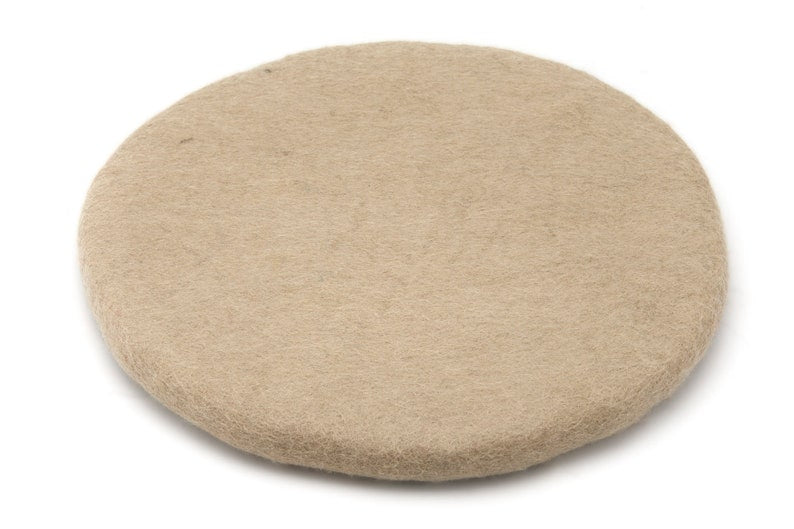 Rundes Sitzkissen aus Filz 35 cm – Stuhlkissen aus Wolle in Herbal, Salbei, Beige & Olive