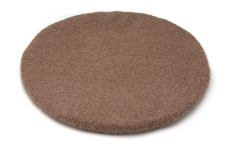 Rundes Sitzkissen aus Filz 35 cm – Stuhlkissen aus Wolle in Herbal, Salbei, Beige & Olive