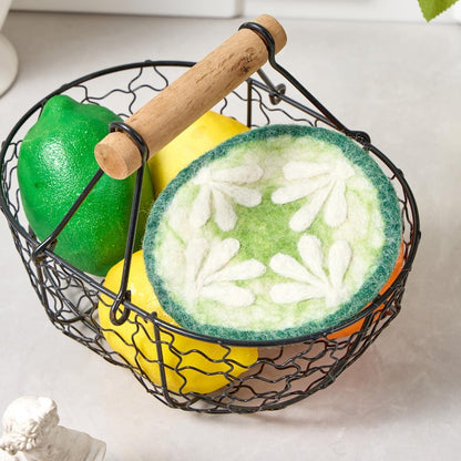 Handgemachte Wollfilz Obst Untersetzer - Avocado, Apfel, Birne, Orange