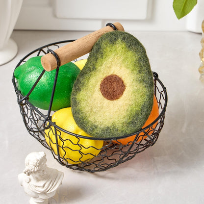 Handgemachte Wollfilz Obst Untersetzer - Avocado, Apfel, Birne, Orange