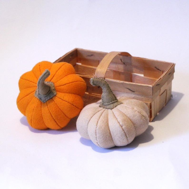 Filzkürbis, Herbstdekoration, orange oder beige, 12 cm Durchmesser