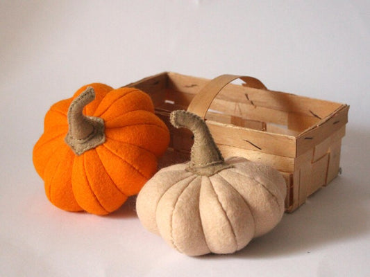 Filzkürbis, Herbstdekoration, orange oder beige, 12 cm Durchmesser