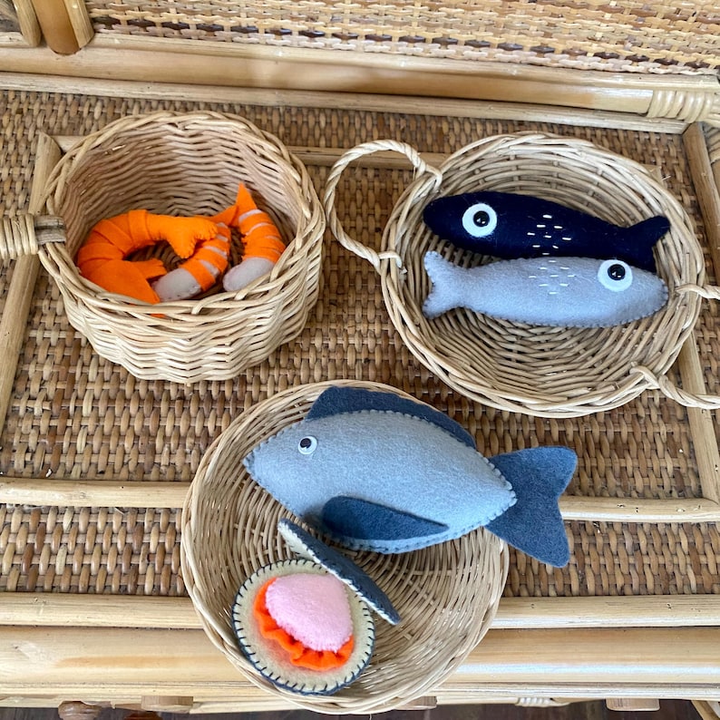Filzfisch- und Meeresfrüchte-Set – Filzspielzeug-Lebensmittel