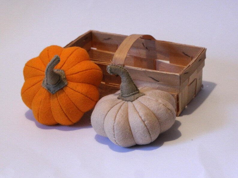 Filzkürbis, Herbstdekoration, orange oder beige, 12 cm Durchmesser