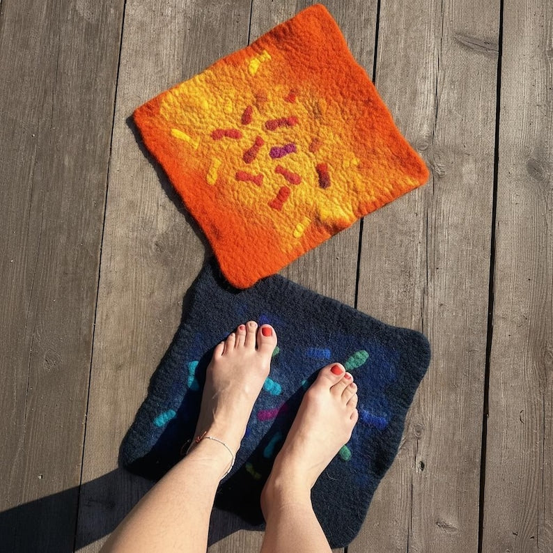 Sauna-Sitzkissen – Filzmatte aus Wolle zum Sitzen oder als Fußstütze – Natürliches Sauna-Accessoire