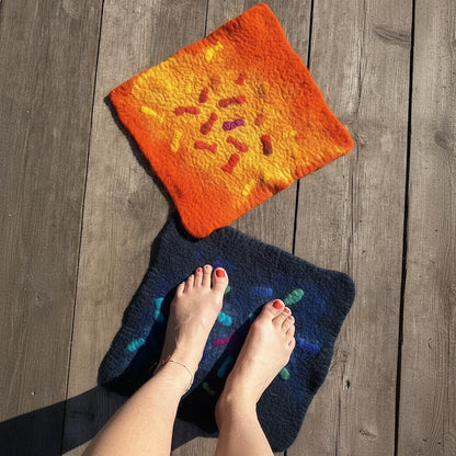 Sauna-Sitzkissen – Filzmatte aus Wolle zum Sitzen oder als Fußstütze – Natürliches Sauna-Accessoire