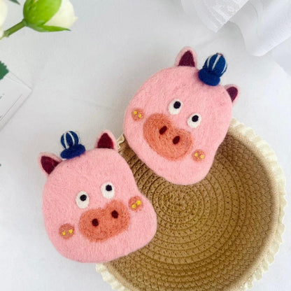 3D Wollfilz Untersetzer Set mit Katze Frosch Ente Pinguin Schwein – Nadelfilz Tassenuntersetzer