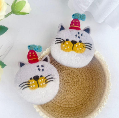 3D Wollfilz Untersetzer Set mit Katze Frosch Ente Pinguin Schwein – Nadelfilz Tassenuntersetzer