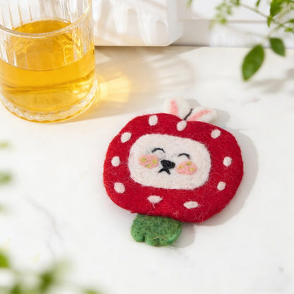 3D Wollfilz Untersetzer Set mit Katze Frosch Ente Pinguin Schwein – Nadelfilz Tassenuntersetzer