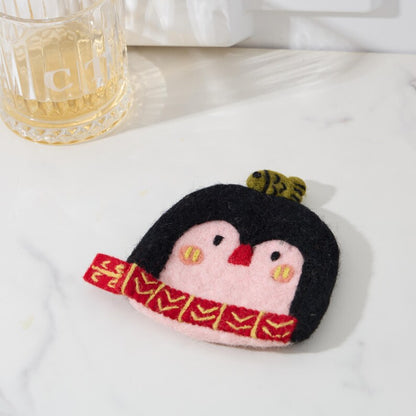 3D Wollfilz Untersetzer Set mit Katze Frosch Ente Pinguin Schwein – Nadelfilz Tassenuntersetzer