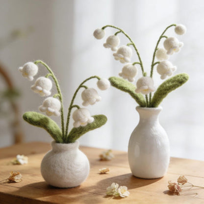 Maiglöckchen Blume aus Naturwollfilz, Einzelne Filzblume, Handgefertigte Dekoration