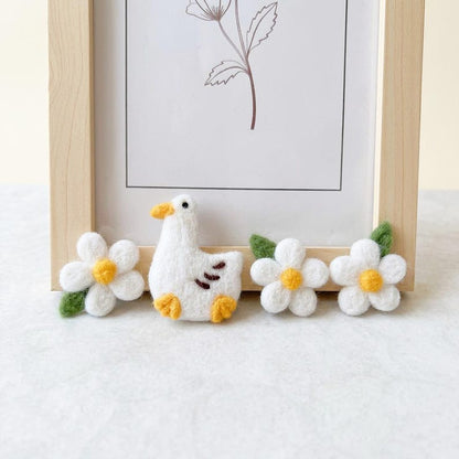 Nadelgefilzte Gans Miniatur 6 cm für Haarspangen Brosche DIY Dekorationen
