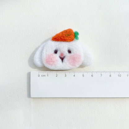 Gefilzter Lop Hase Mini Braun Weiß 6,5 cm Nadelfilz Wolle