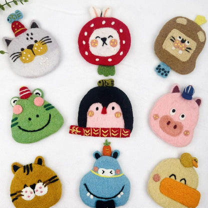 3D Wollfilz Untersetzer Set mit Katze Frosch Ente Pinguin Schwein – Nadelfilz Tassenuntersetzer