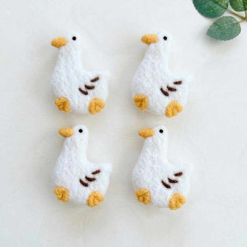 Nadelgefilzte Gans Miniatur 6 cm für Haarspangen Brosche DIY Dekorationen
