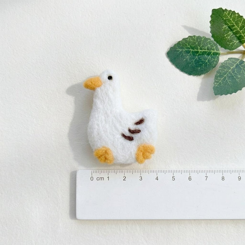 Nadelgefilzte Gans Miniatur 6 cm für Haarspangen Brosche DIY Dekorationen