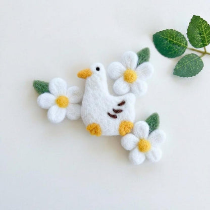 Nadelgefilzte Gans Miniatur 6 cm für Haarspangen Brosche DIY Dekorationen