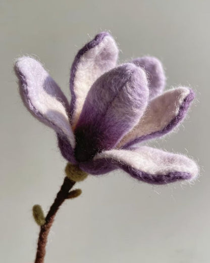 Lila & Elfenbein Filz Magnolie Blume, Nadel gefilzte Wolle Blüte, Wohnkultur ewige Blume