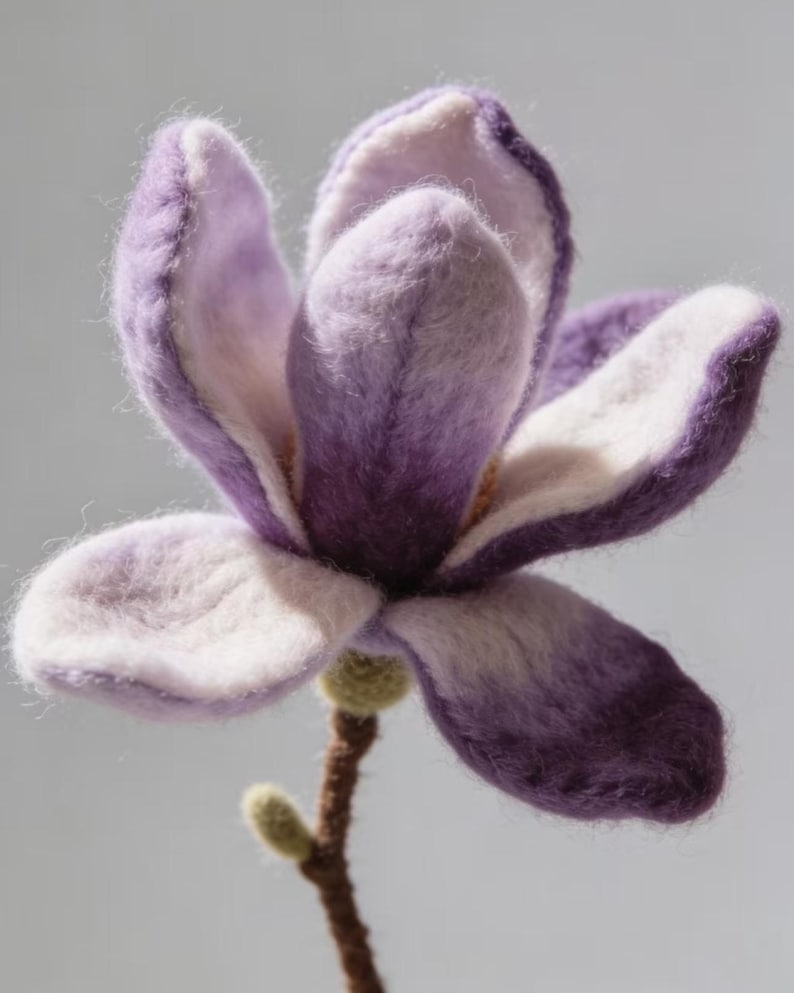Lila & Elfenbein Filz Magnolie Blume, Nadel gefilzte Wolle Blüte, Wohnkultur ewige Blume
