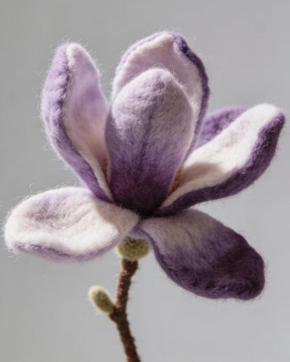 Lila & Elfenbein Filz Magnolie Blume, Nadel gefilzte Wolle Blüte, Wohnkultur ewige Blume