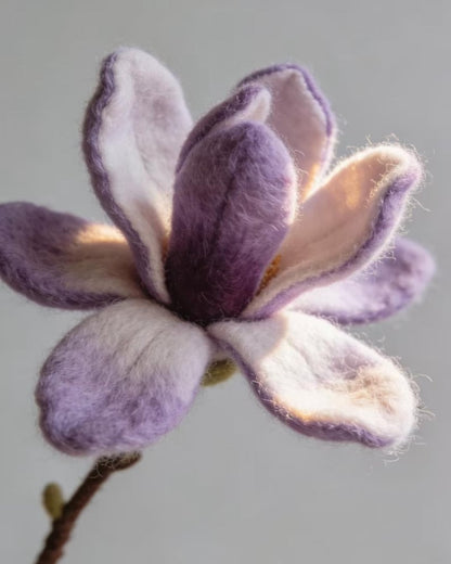 Lila & Elfenbein Filz Magnolie Blume, Nadel gefilzte Wolle Blüte, Wohnkultur ewige Blume